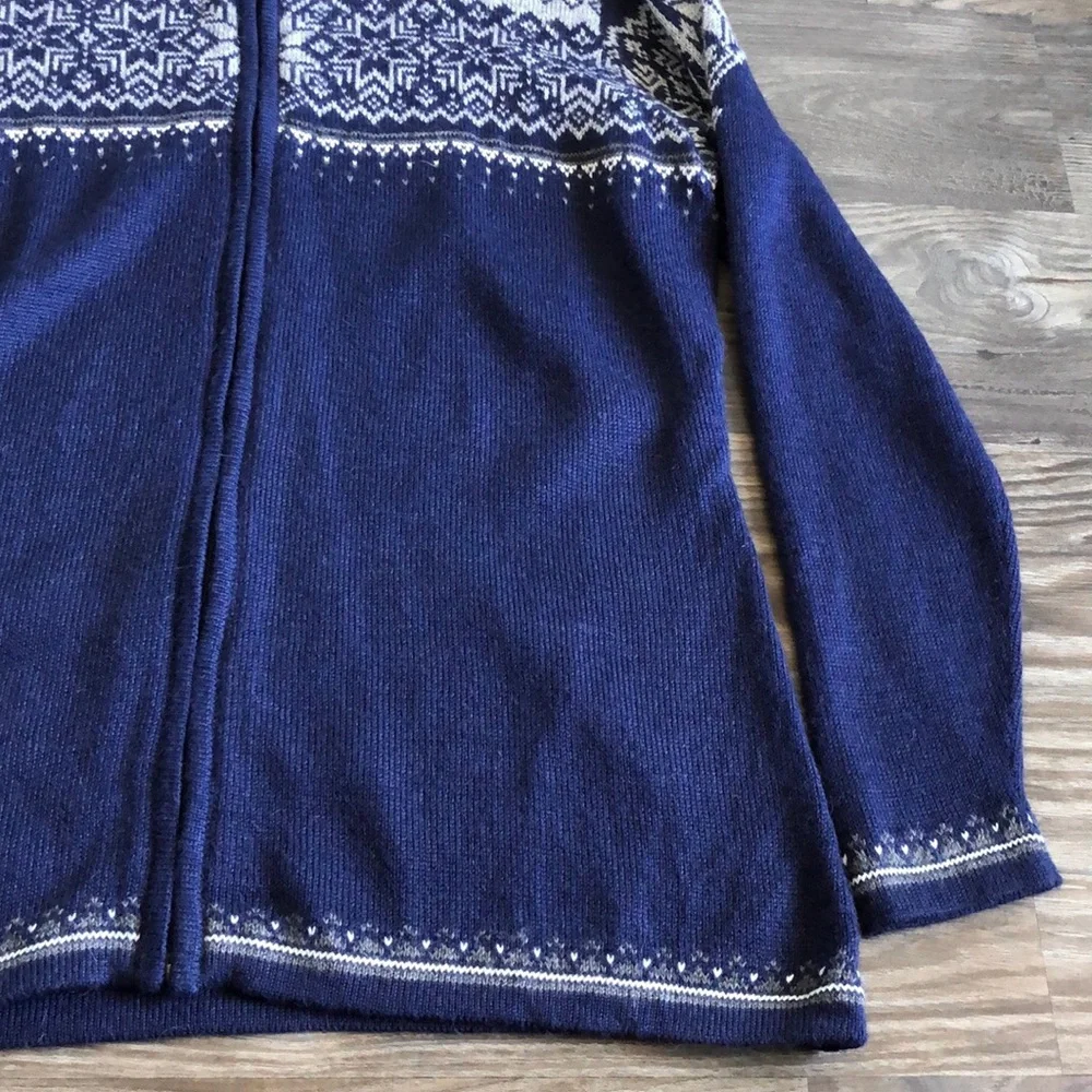 Alpaca Imports Zip Front Sweater Navy Blue XL Alpaca Wool - Picture 4 of 15
